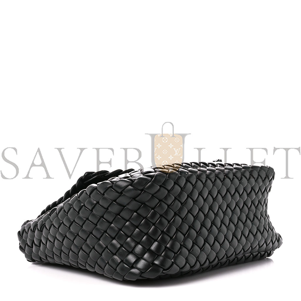 BOTTEGA VENETA NAPPA INTRECCIATO SMALL COBBLE SHOULDER BAG BLACK (26*21*9cm) BOTTEGA VENETA NAPPA INTRECCIATO SMALL COBBLE SHOULDER BAG BLACK (26*21*9cm)